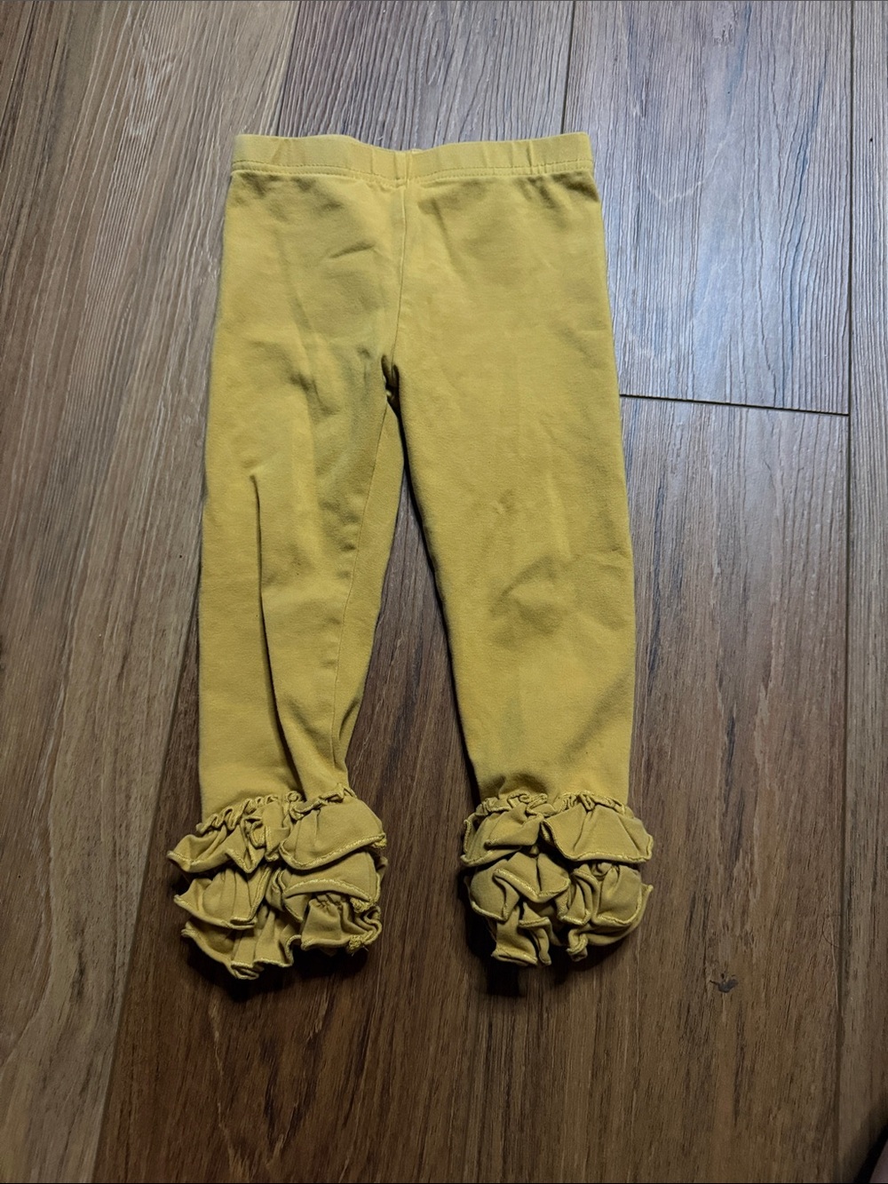 SweetHoney Mustard Ruffle Hem Leggings